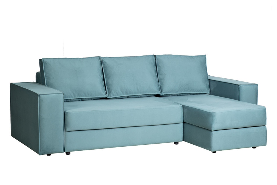 Диван Bergamo трехместный с канапе правый раскладной бирюзовый