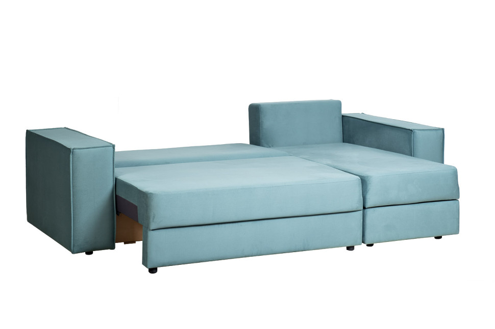 Диван Bergamo трехместный с канапе правый раскладной бирюзовый