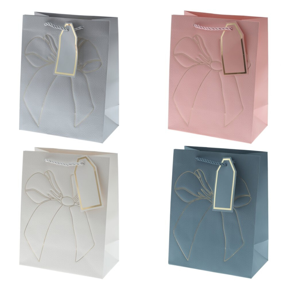 Пакет подарочный S (бумага 210г/м2, блок 12шт), L18 W10 H23 см, 4в.