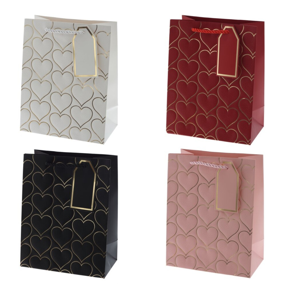 Пакет подарочный S (бумага 210г/м2, блок 12шт), L18 W10 H23 см, 4в.