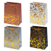 Пакет подарочный S (бумага 210г/м2, блок 12шт), L18 W10 H23 см, 4в.