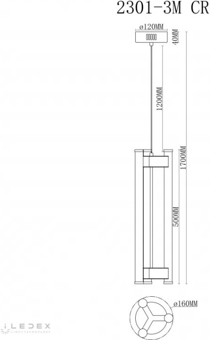 Подвесной светильник Rocks 2301-3M CR iLedex
