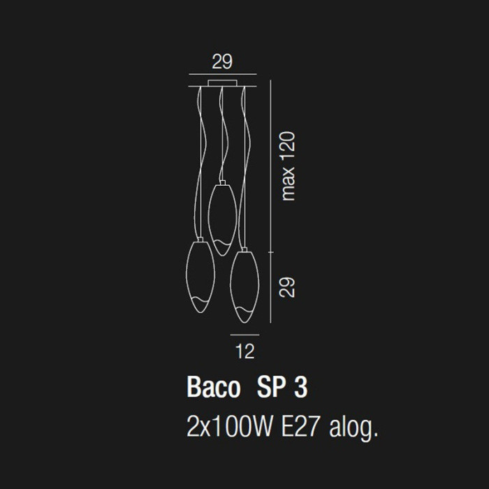 Подвесной светильник BACO SP BACO 3 BC RU Vistosi