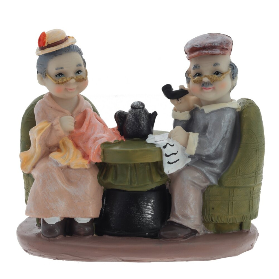 Фигурка декоративная "Бабушка с дедушкой", L15 W8 H14 см, 2в.