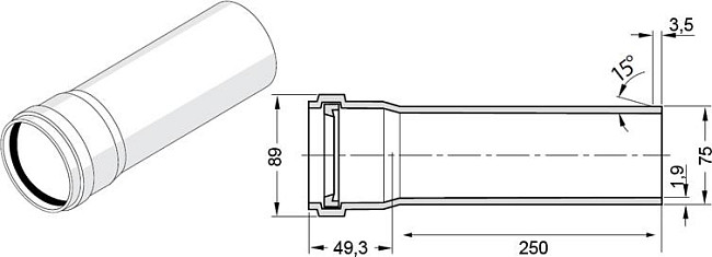 Труба канализационная Rehau Raupiano Plus 110/250 (штанга: 0.25 м)