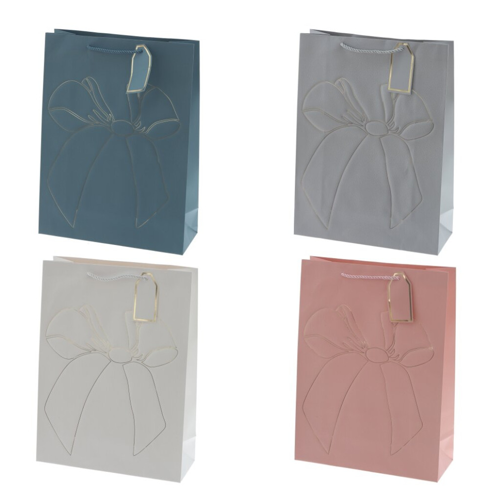 Пакет подарочный L (бумага 210г/м2, блок 12шт), L31 W12 H42 см, 4в.