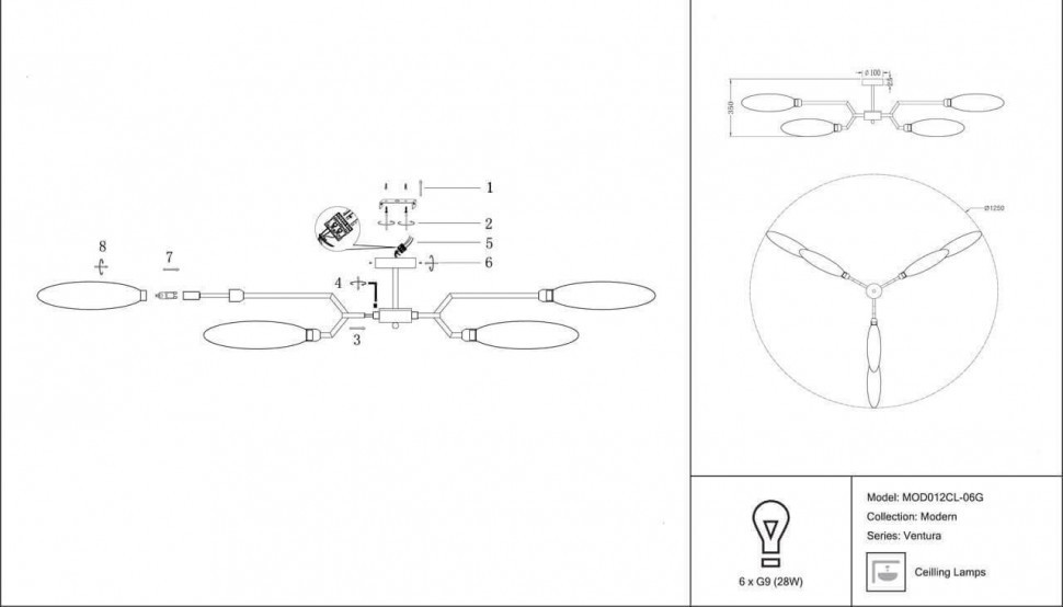 Потолочная люстра Maytoni Ventura MOD012CL-06G