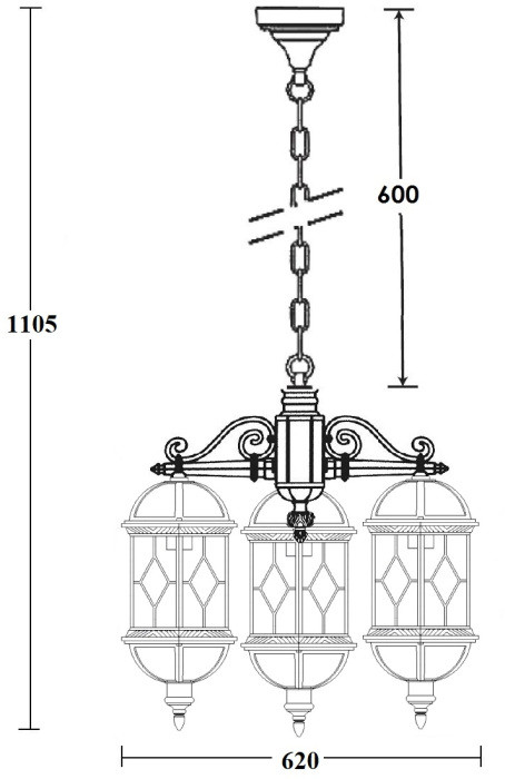 Уличный светильник подвесной SORENTO 92670/3 Bl Oasis Light