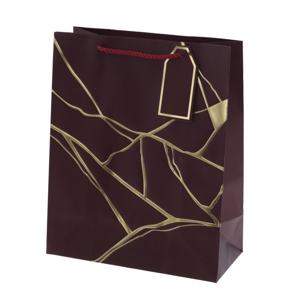 Пакет подарочный M (бумага 210г/м2, блок 12шт), L26 W12 H32 см, 4в.