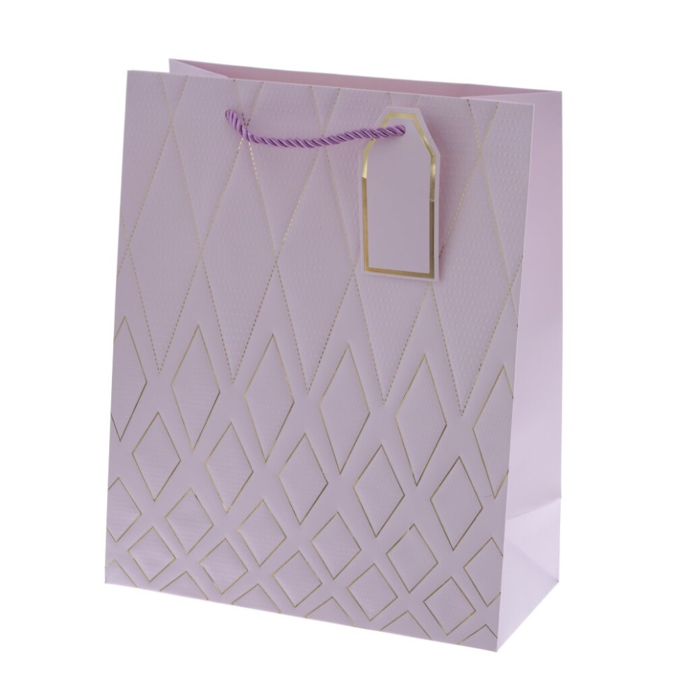 Пакет подарочный M (бумага 210г/м2, блок 12шт), L26 W12 H32 см, 4в.