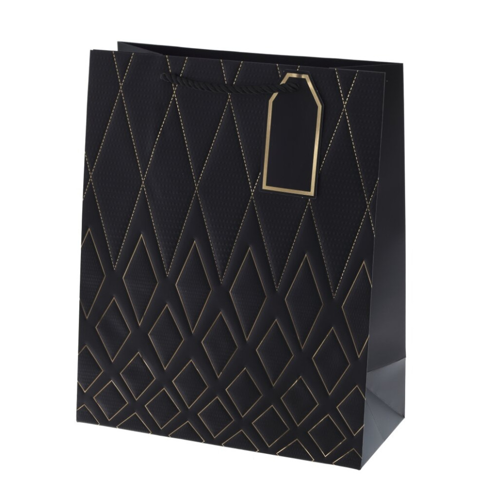 Пакет подарочный M (бумага 210г/м2, блок 12шт), L26 W12 H32 см, 4в.