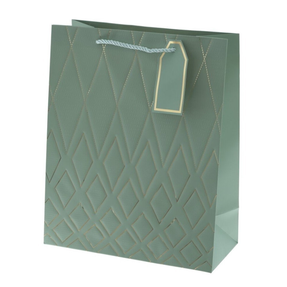 Пакет подарочный M (бумага 210г/м2, блок 12шт), L26 W12 H32 см, 4в.