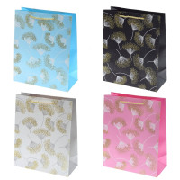 Пакет подарочный M (бумага 210г/м2, блок 12шт), L26 W12 H32 см, 4в.