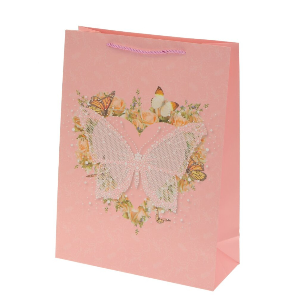 Пакет подарочный M (бумага 210г/м2, блок 12шт), L26 W12 H32 см, 4в.