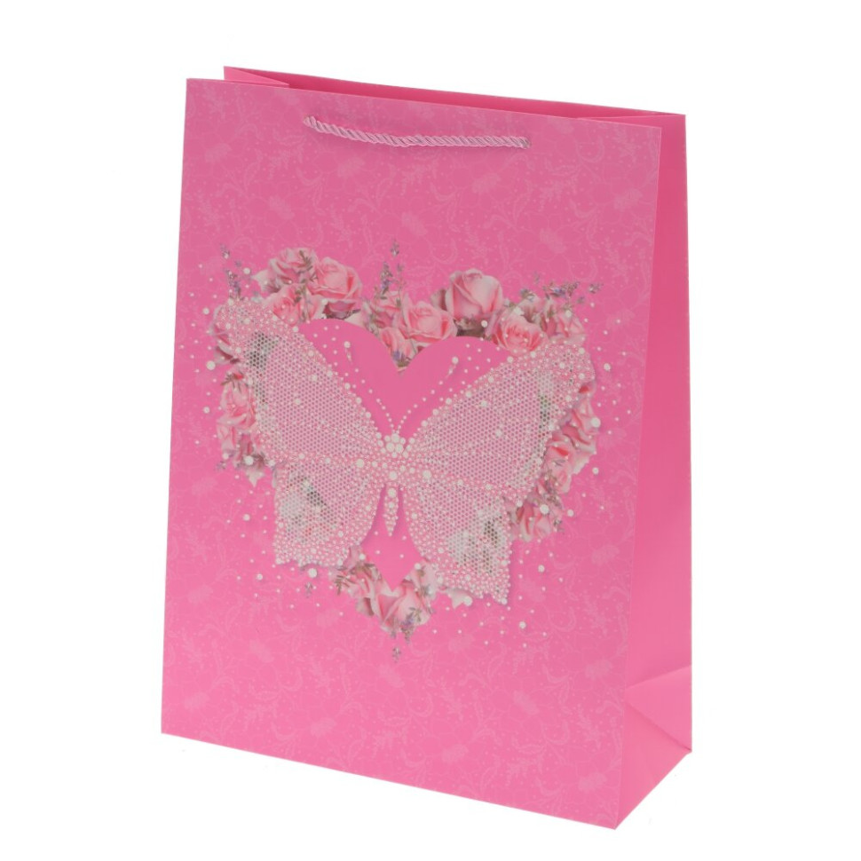 Пакет подарочный M (бумага 210г/м2, блок 12шт), L26 W12 H32 см, 4в.