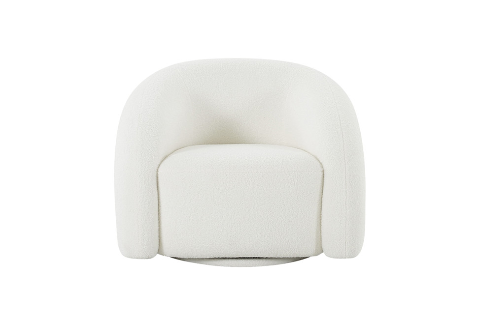 Кресло поворотное белое искусственный мех