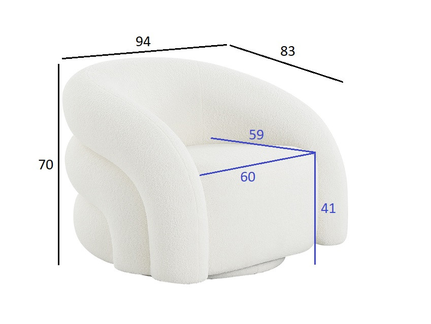 Кресло поворотное белое искусственный мех