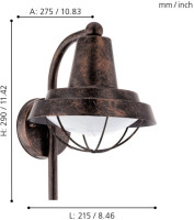 Настенный фонарь уличный Colindres 94838 Eglo Настенный фонарь уличный Colindres 94838 Eglo