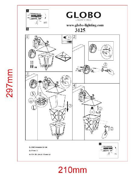 Настенный фонарь уличный Atlanta 3125 Globo