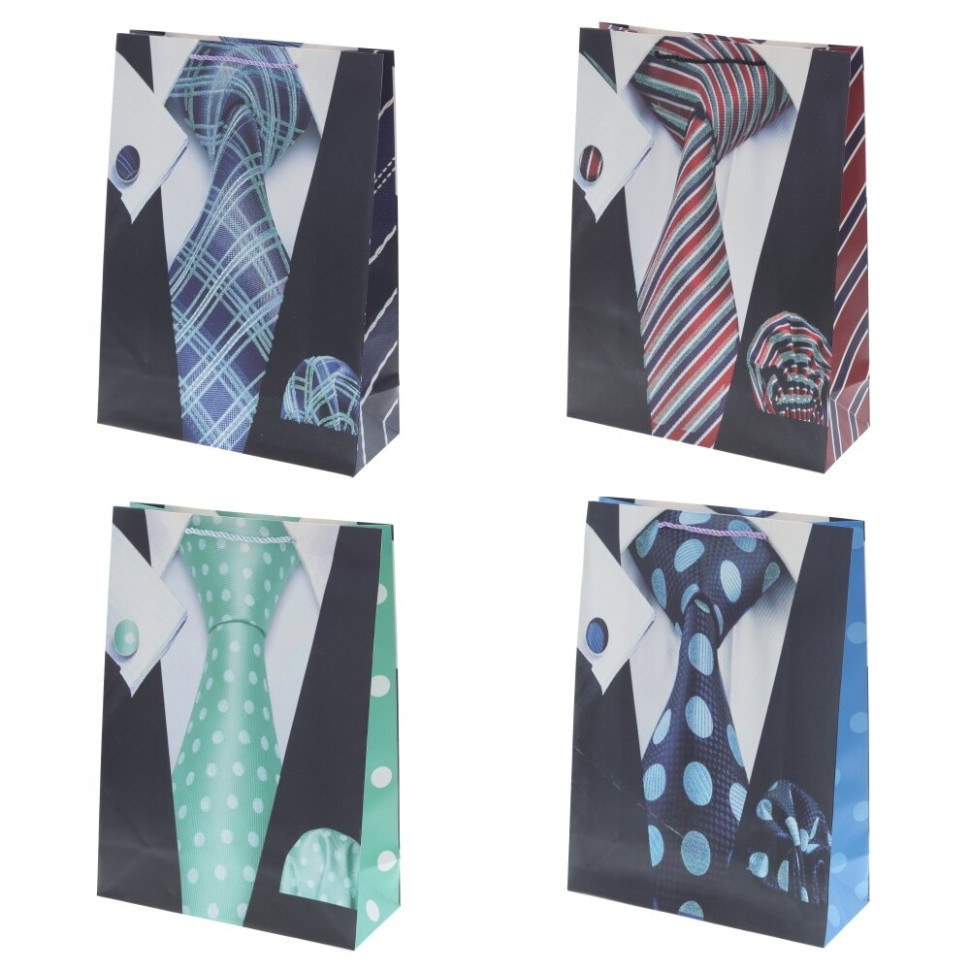 Пакет подарочный L (бумага 210г/м2, блок микс 12шт), L30 W12 H41,5 см, 4в.