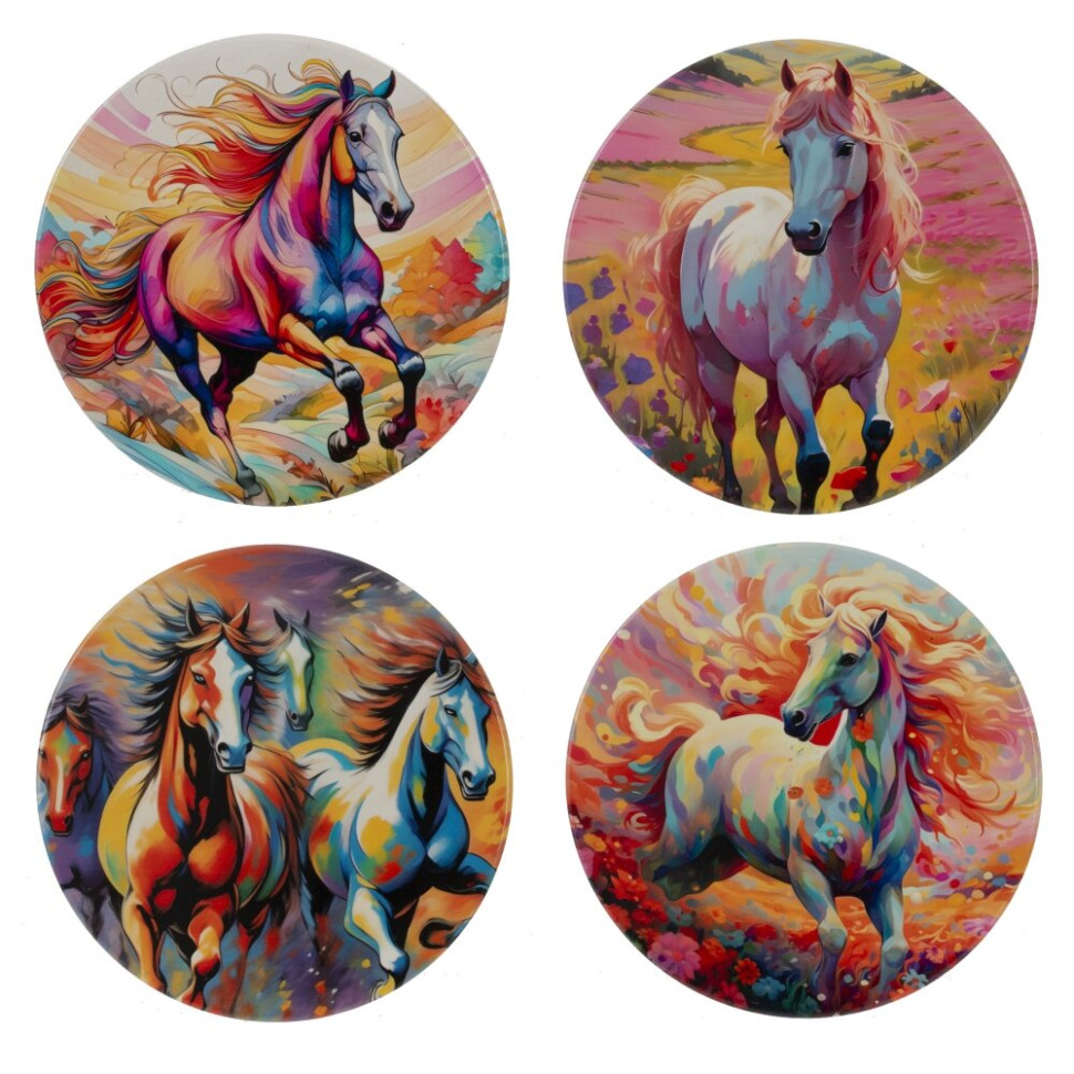 Декоративная подставка под горячее "Лошадь", D 10 см, L10 W10 H0,5 см, 4в.