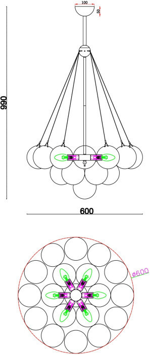 Потолочная люстра Fiesta FR5231PL-06BS Freya
