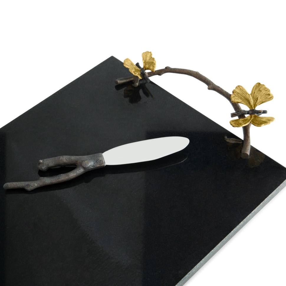 Доска для сыра с ножом Michael Aram "Butterfly Ginkgo", 47х25 см, гранит