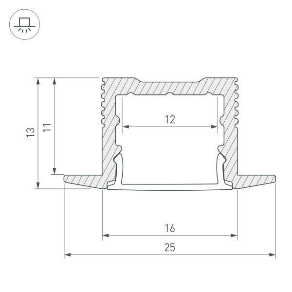 Профиль встраиваемый Arlight SL-Slim-H13M-F25-3000 Anod 036040