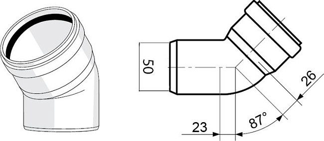 Отвод Rehau Raupiano Plus 87° 50 мм