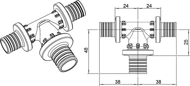 Тройник Rehau Rautitan PX 16-25-16