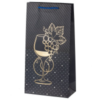 Пакет подарочный для бутылок (бумага 210г/м2, блок микс 12шт), L18 W9 H35 см, 4в.