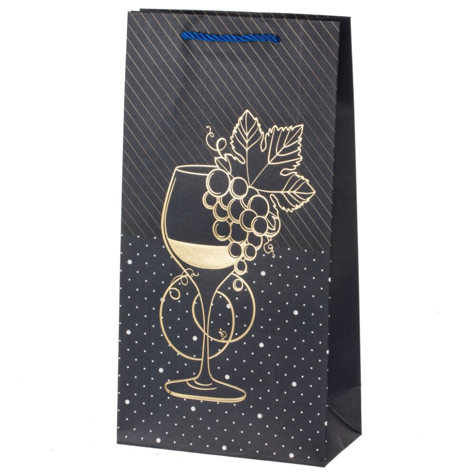 Пакет подарочный для бутылок (бумага 210г/м2, блок микс 12шт), L18 W9 H35 см, 4в.