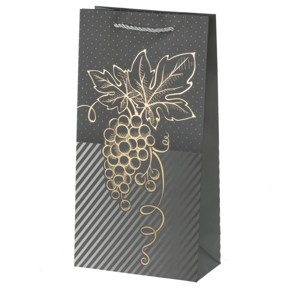Пакет подарочный для бутылок (бумага 210г/м2, блок микс 12шт), L18 W9 H35 см, 4в.