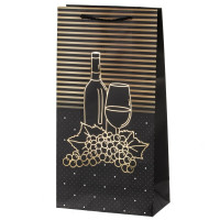 Пакет подарочный для бутылок (бумага 210г/м2, блок микс 12шт), L18 W9 H35 см, 4в.