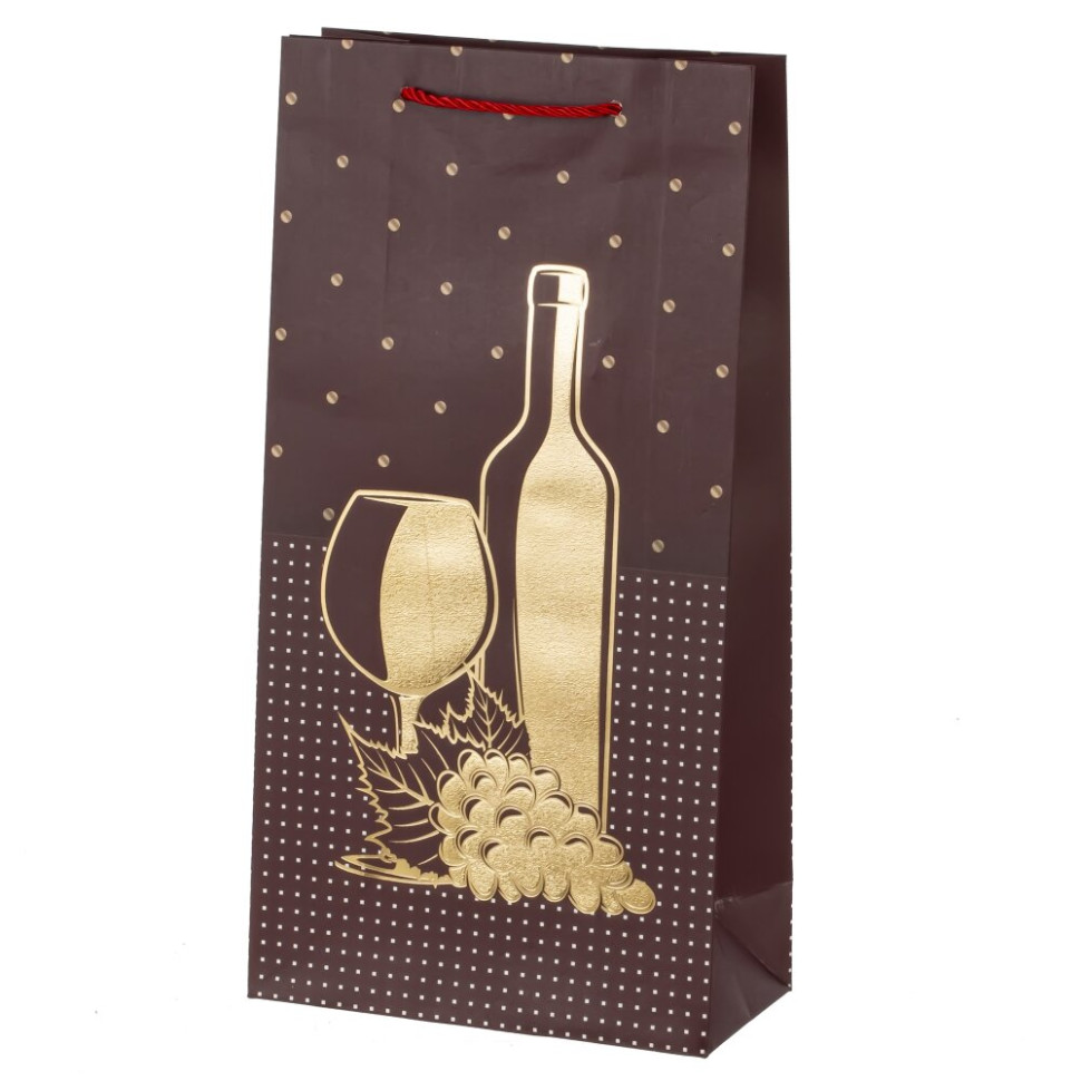 Пакет подарочный для бутылок (бумага 210г/м2, блок микс 12шт), L18 W9 H35 см, 4в.