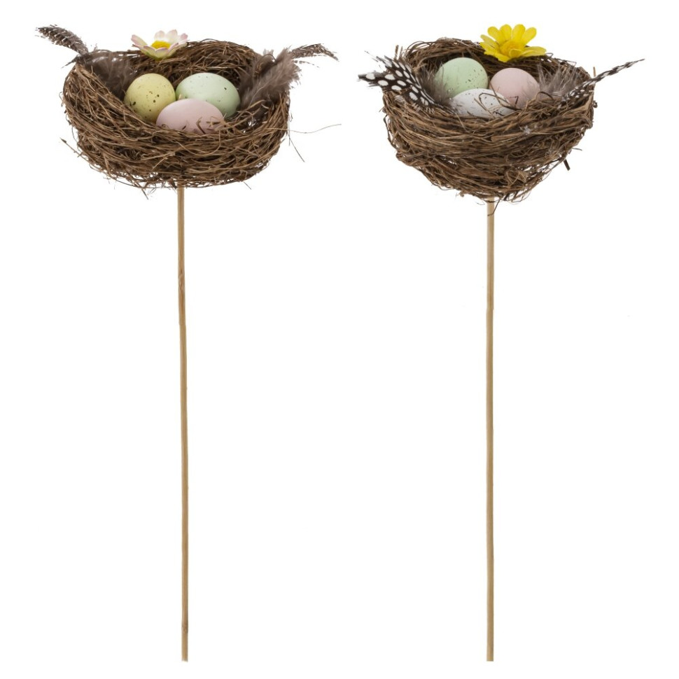 Изделие декоративное (вставка) "Гнездо пасхальное" (8*7*3) (блок 12 шт), L7 W7,5 H22 см, 2в.