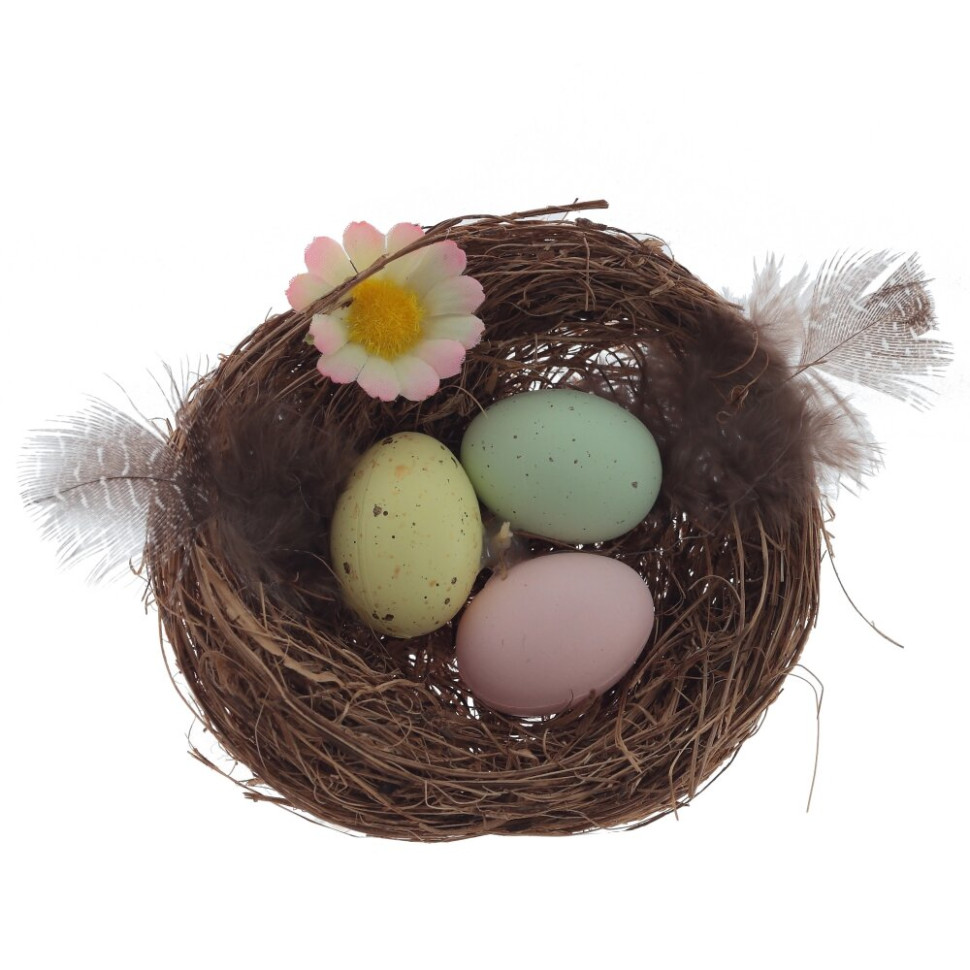 Изделие декоративное (вставка) "Гнездо пасхальное" (8*7*3) (блок 12 шт), L7 W7,5 H22 см, 2в.