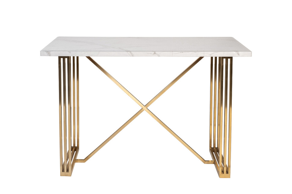 Стол-консоль белый/золото