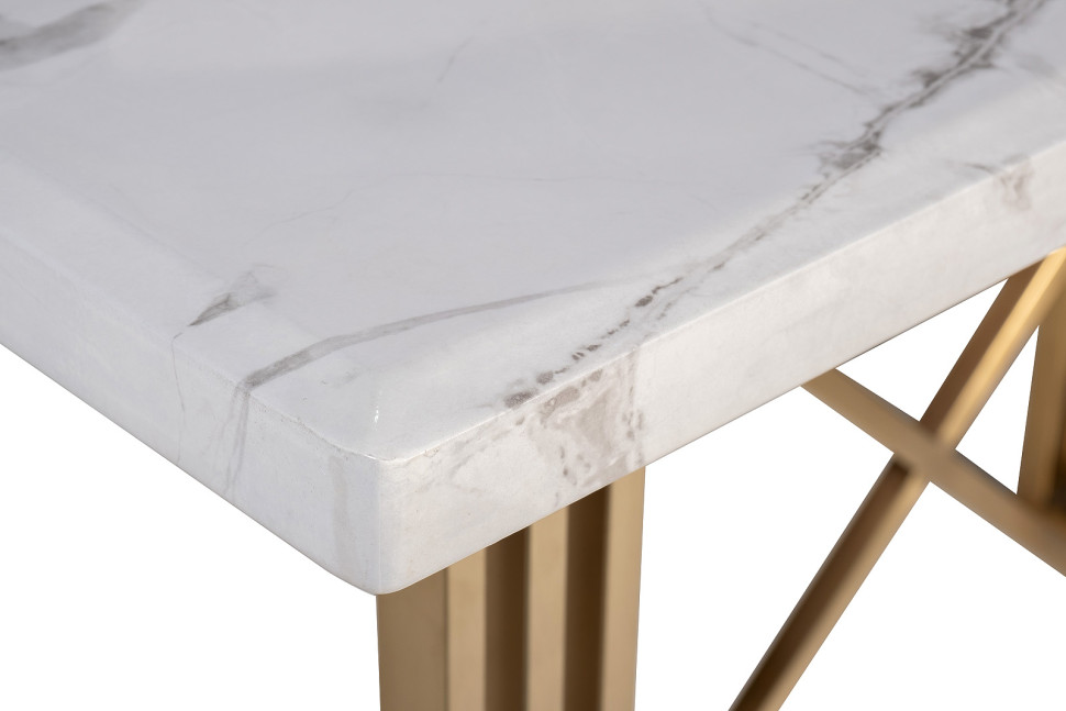 Стол-консоль белый/золото