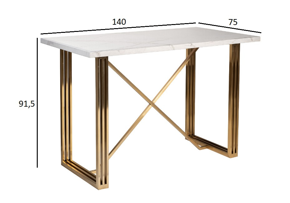 Стол-консоль белый/золото