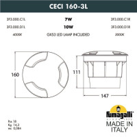 Встраиваемый светильник уличный CECI 3F3.000.000.LXD1L Fumagalli