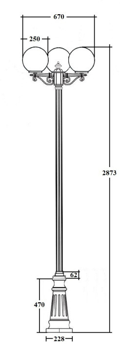 Наземный фонарь GLOBO S 88210SB B2 Bl Oasis Light