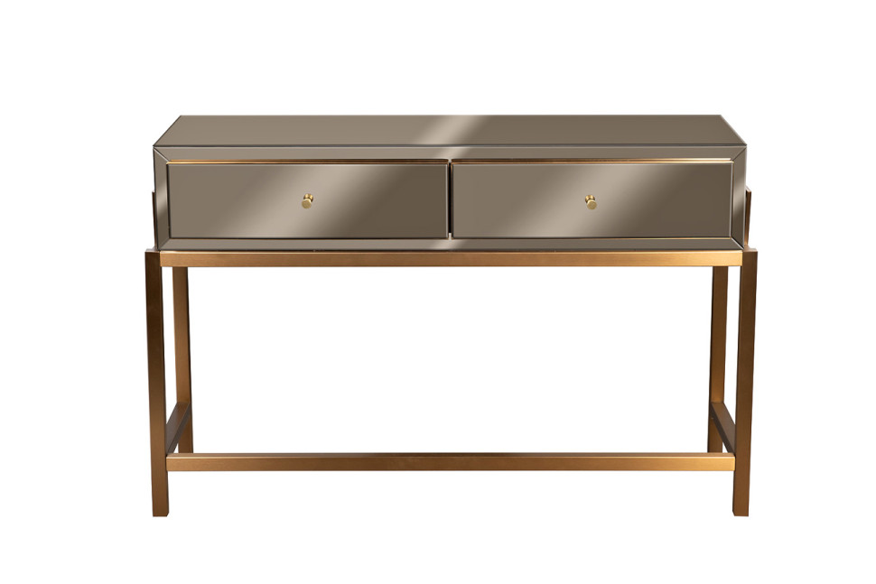 Консоль с 2мя ящиками зеркальная бронза/золото