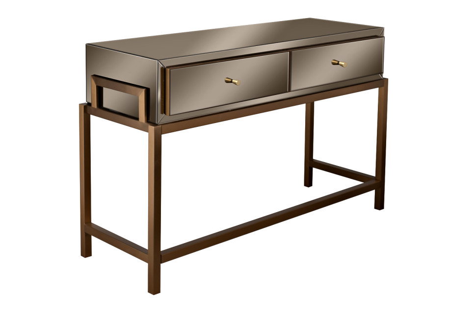 Консоль с 2мя ящиками зеркальная бронза/золото