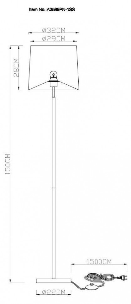 Торшер Arte Lamp Rodos A2589PN-1SS