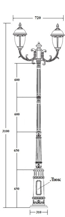 Наземный фонарь St.LOUIS L 89110LA/16/E7 Gb мат/тр Oasis Light