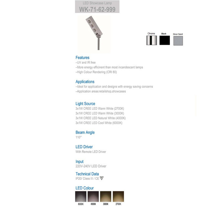 Подсветка для витрин 7162 71-62-999 warm white silver DeLight Collection