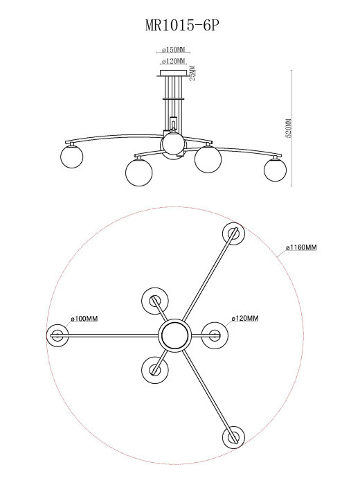 Потолочная люстра Stacy MR1015-6P MyFar