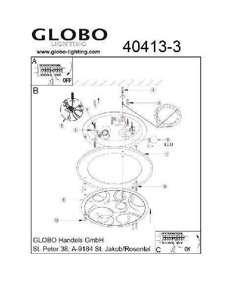 Настенно-потолочный светильник Ayana 40413-3 Globo