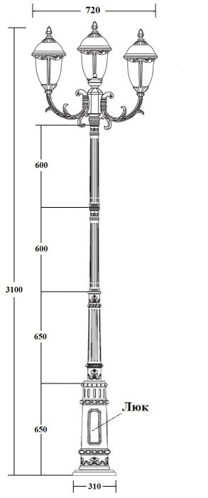 Наземный фонарь St.LOUIS L 89110LB/16/E7 Gb мат/тр Oasis Light